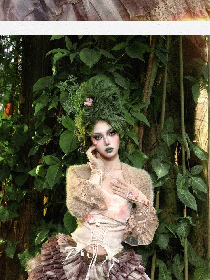 BLOOD SUPPLY Plush Elven Forest Thick Short Capelet Women's Cotton Nylon Blend Boleros