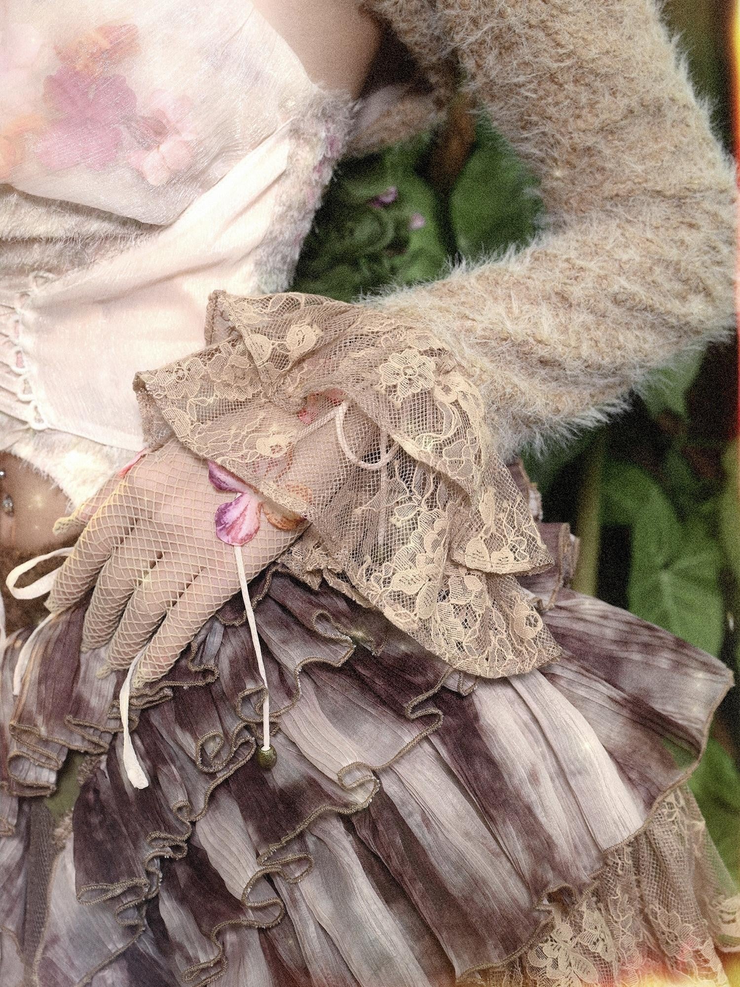 BLOOD SUPPLY Plush Elven Forest Thick Short Capelet Women's Cotton Nylon Blend Boleros