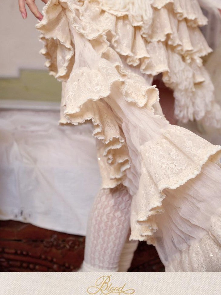 BLOOD SUPPLY Princess Lace Asymmetrical Multi Layer Cake Women's Polyester Skirts