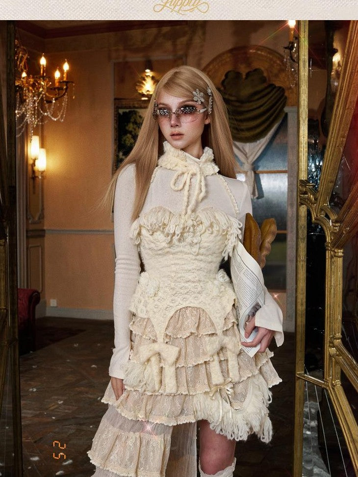 BLOOD SUPPLY Princess Lace Asymmetrical Multi Layer Cake Women's Polyester Skirts