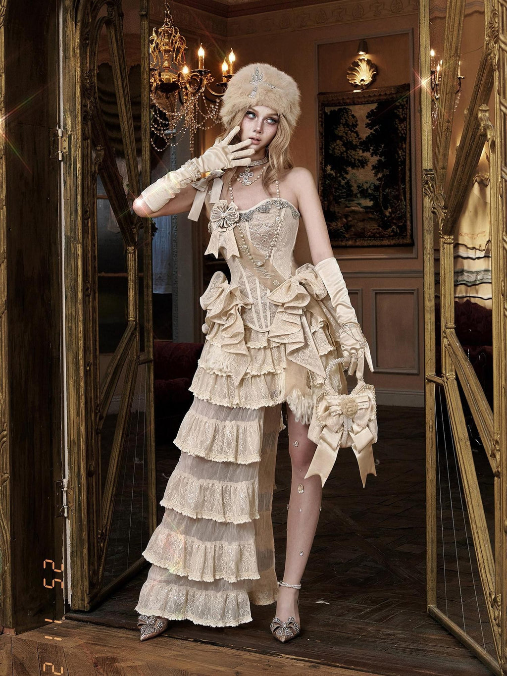 BLOOD SUPPLY Princess Lace Asymmetrical Multi Layer Cake Women's Polyester Skirts