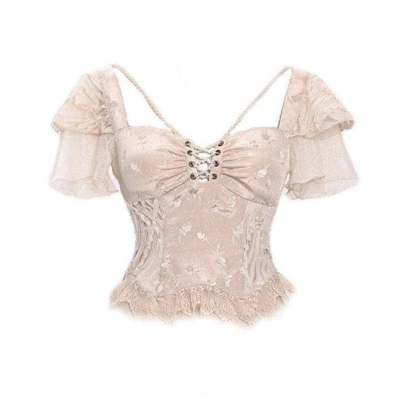 BLOOD_SUPPLY_Rococo_Ruched_Ruffle_Hem_Lace_Up_Train_High_Waist_Women's_Polyester_Skirts_723212157513_MISSTT