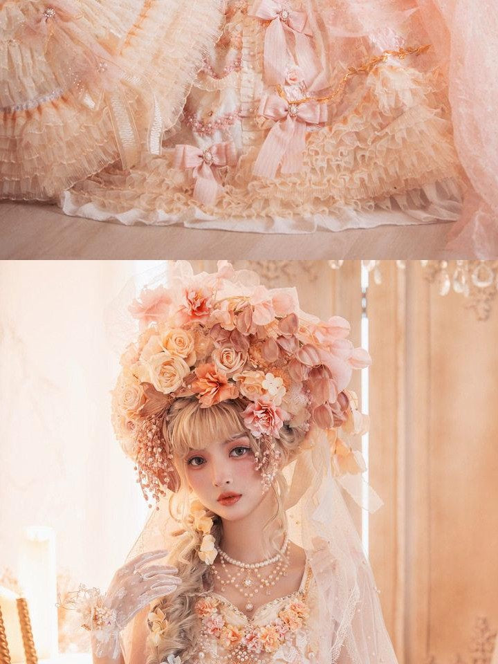 Cat little fairy Apricot Gilded Gem Tea Party Vintage Court Lolita Women's Jsk / Jumper Skirts