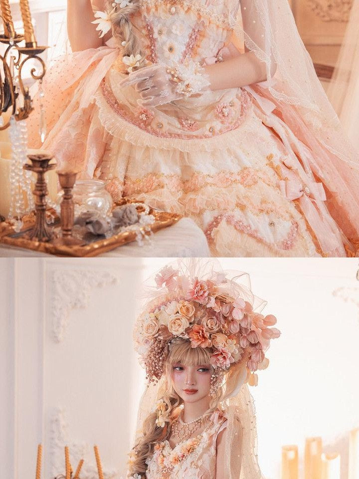 Cat little fairy Apricot Gilded Gem Tea Party Vintage Court Lolita Women's Jsk / Jumper Skirts