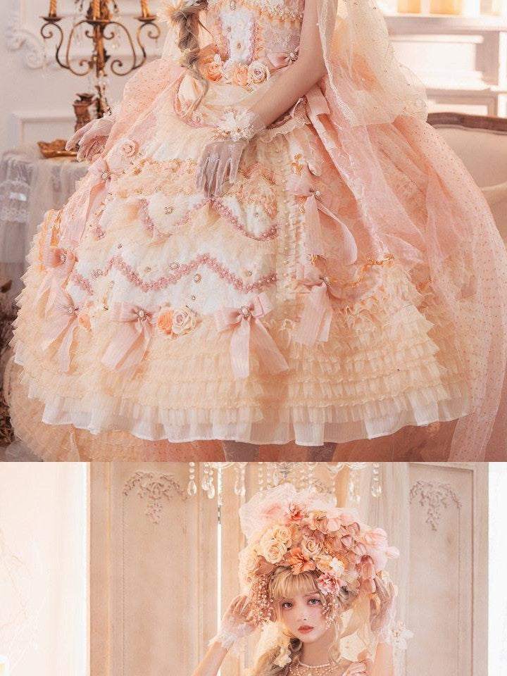 Cat little fairy Apricot Gilded Gem Tea Party Vintage Court Lolita Women's Jsk / Jumper Skirts