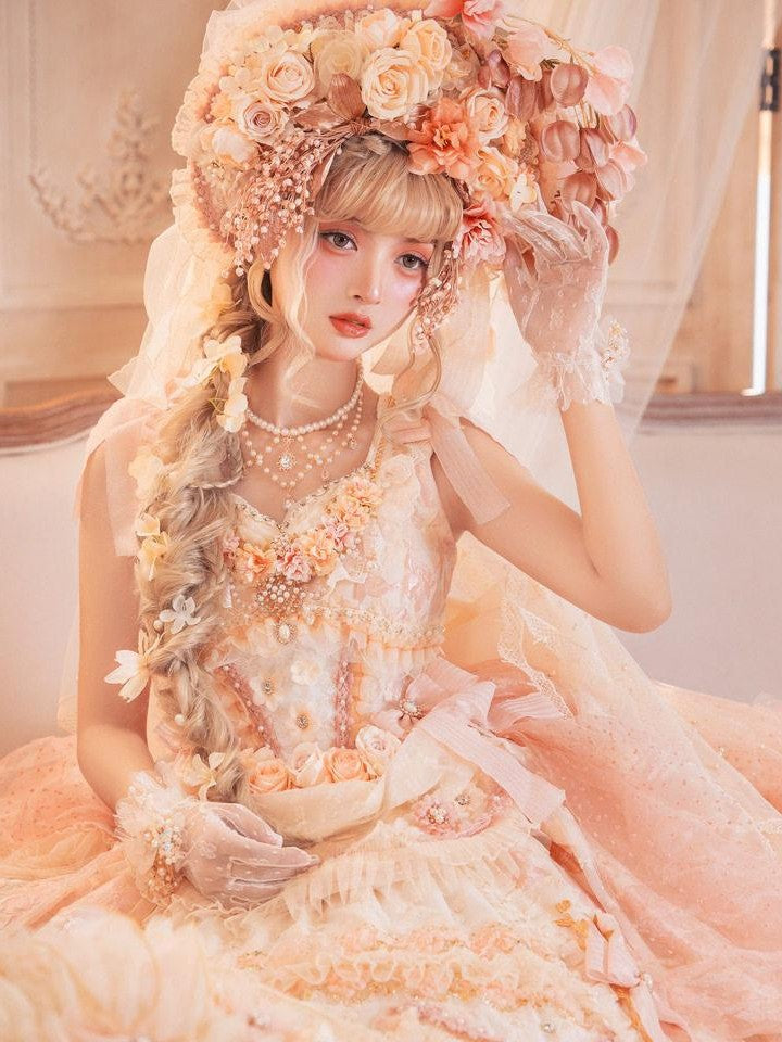 Cat little fairy Apricot Gilded Gem Tea Party Vintage Court Lolita Women's Jsk / Jumper Skirts