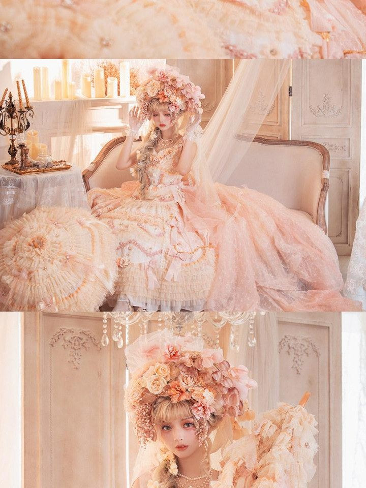 Cat little fairy Apricot Gilded Gem Tea Party Vintage Court Lolita Women's Jsk / Jumper Skirts