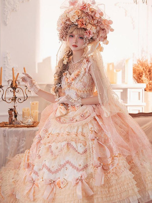 Cat little fairy Apricot Gilded Gem Tea Party Vintage Court Lolita Women's Jsk / Jumper Skirts