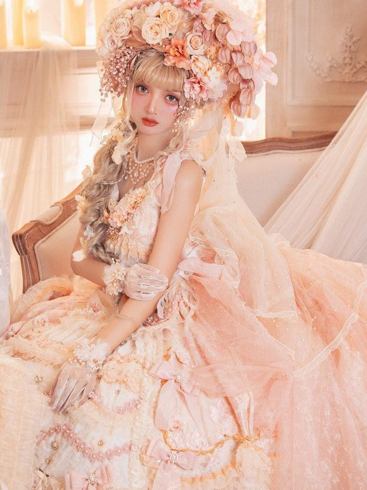 Cat little fairy Apricot Gilded Gem Tea Party Vintage Court Lolita Women's Jsk / Jumper Skirts
