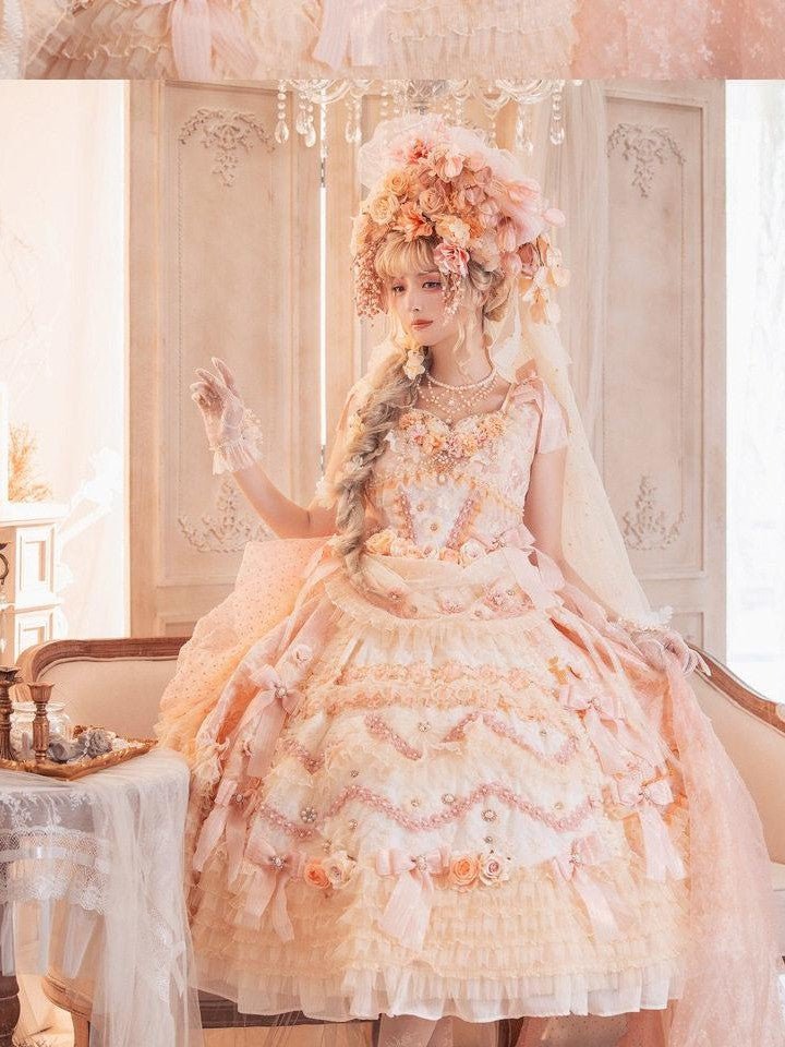 Cat little fairy Apricot Gilded Gem Tea Party Vintage Court Lolita Women's Jsk / Jumper Skirts