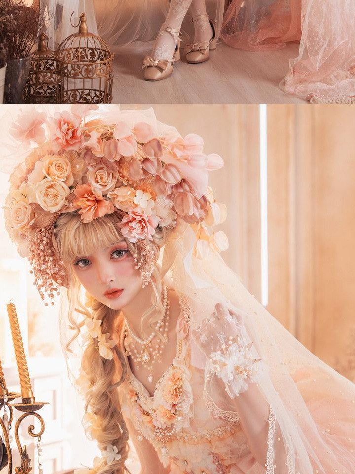 Cat little fairy Apricot Gilded Gem Tea Party Vintage Court Lolita Women's Jsk / Jumper Skirts