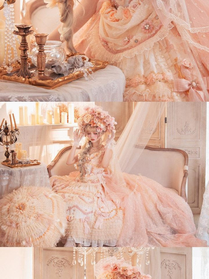 Cat little fairy Apricot Gilded Gem Tea Party Vintage Court Lolita Women's Jsk / Jumper Skirts