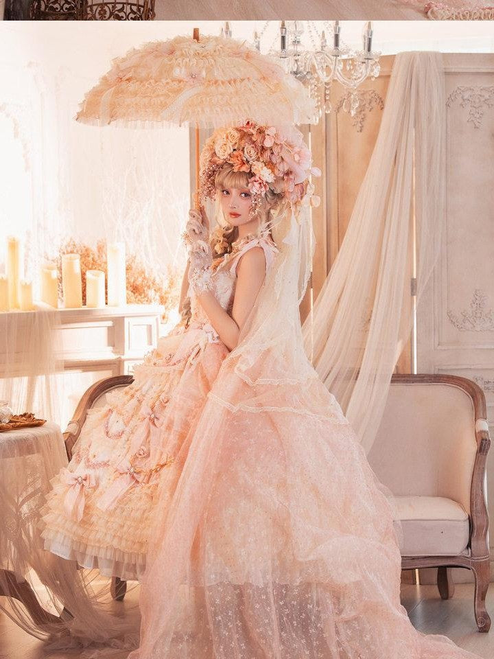 Cat little fairy Apricot Gilded Gem Tea Party Vintage Court Lolita Women's Jsk / Jumper Skirts