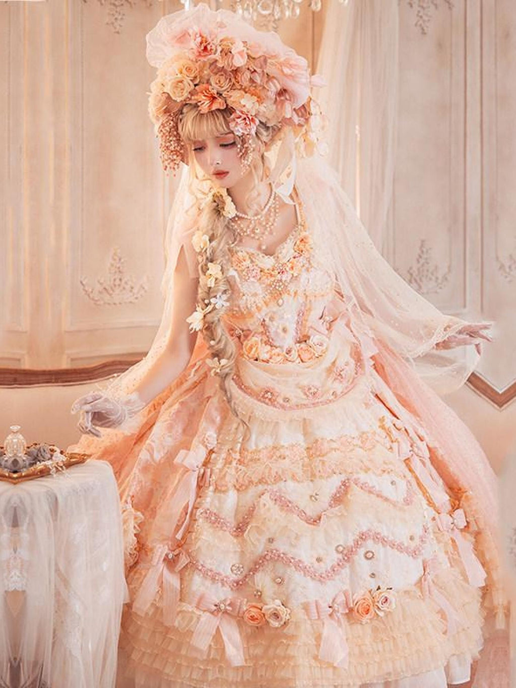 Cat little fairy Apricot Gilded Gem Tea Party Vintage Court Lolita Women's Jsk / Jumper Skirts
