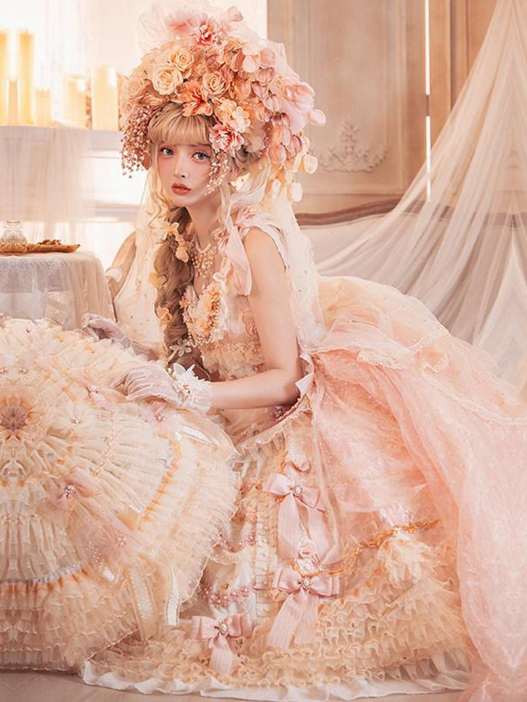 Cat little fairy Apricot Gilded Gem Tea Party Vintage Court Lolita Women's Jsk / Jumper Skirts