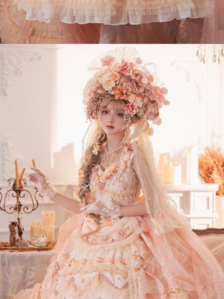Cat little fairy Apricot Gilded Gem Tea Party Vintage Court Lolita Women's Jsk / Jumper Skirts