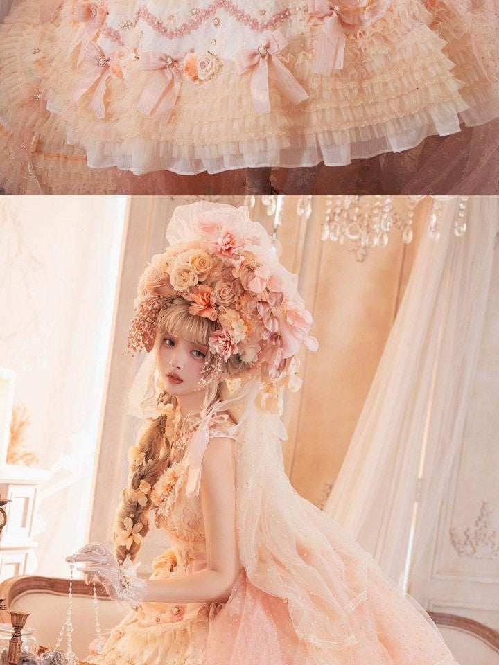 Cat little fairy Apricot Gilded Gem Tea Party Vintage Court Lolita Women's Jsk / Jumper Skirts