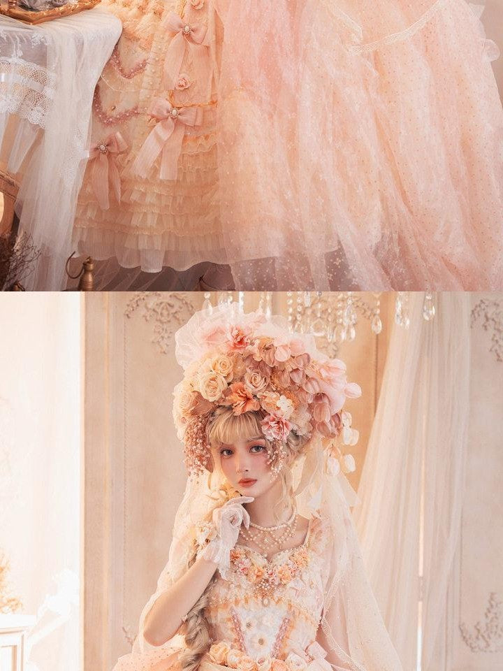 Cat little fairy Apricot Gilded Gem Tea Party Vintage Court Lolita Women's Jsk / Jumper Skirts