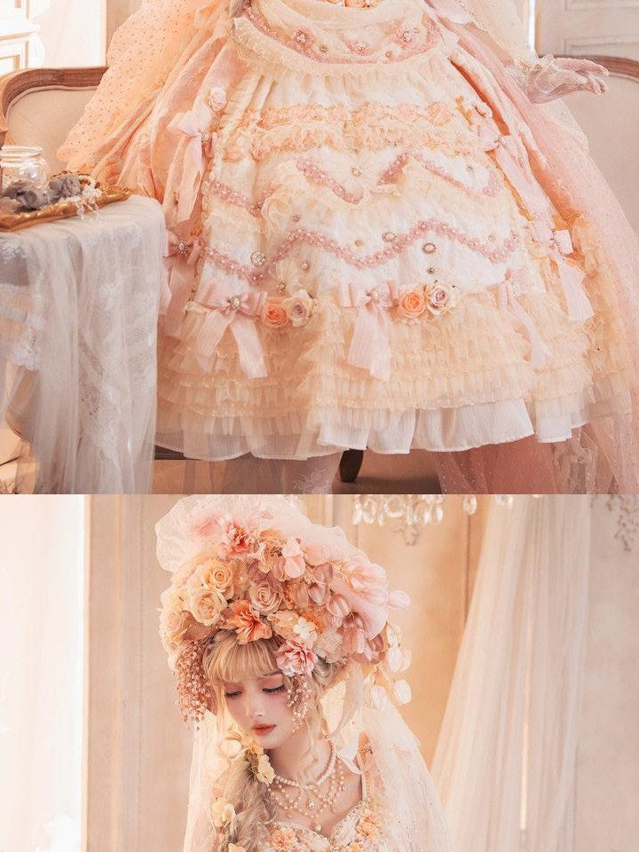Cat little fairy Apricot Gilded Gem Tea Party Vintage Court Lolita Women's Jsk / Jumper Skirts