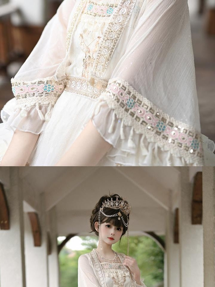 Cat little fairy Apricot Lolita Princess Overlay Camisole Women's Chiffon Short Sleeve Op