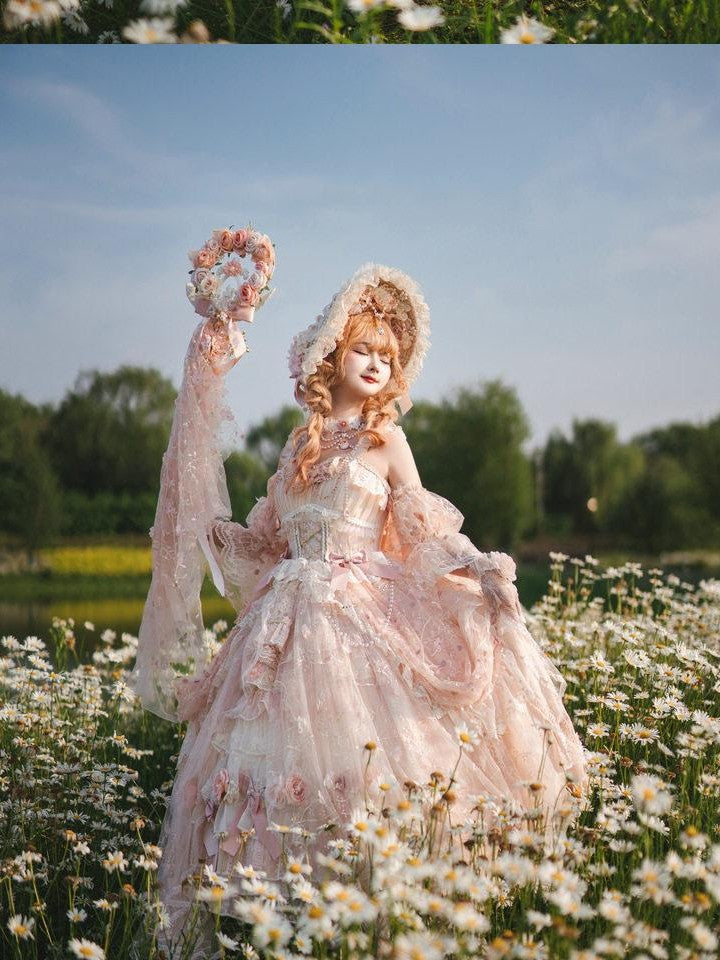 Cat little fairy Bridal Floral Lolita Princess Women's Chiffon Jsk / Jumper Skirts