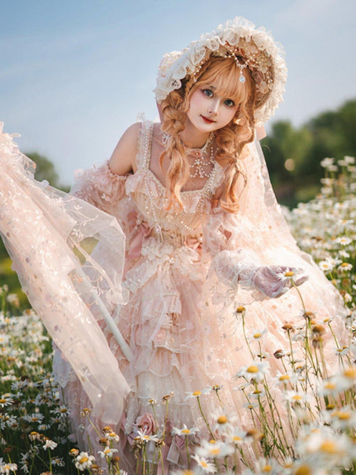 Cat little fairy Bridal Floral Lolita Princess Women's Chiffon Jsk / Jumper Skirts