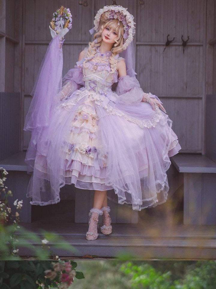 Cat little fairy Bridal Floral Lolita Princess Women's Chiffon Jsk / Jumper Skirts