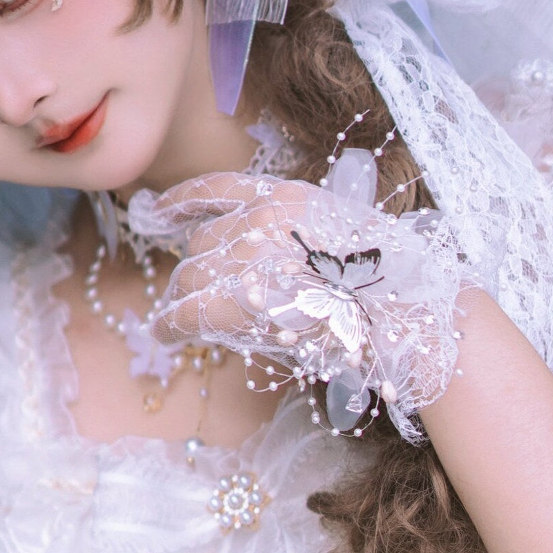 Cat_little_fairy_Dreamy_Handmade_Flat_Cap_Long_Veil_Bridal_Women's_Necklace_Gloves_Accessories_728922054501_MISSTT