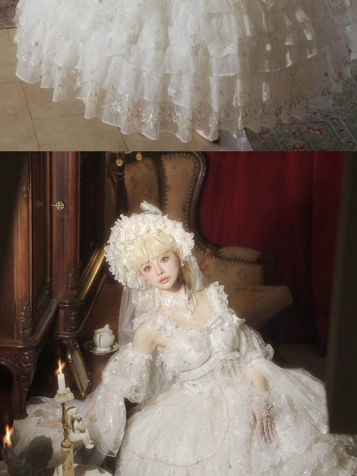 Cat little fairy Floral Bridal Lolita Tea Party Women's Chiffon Jsk / Jumper Skirts