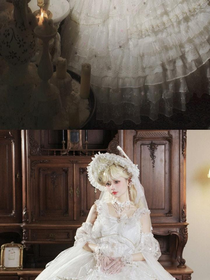 Cat little fairy Floral Bridal Lolita Tea Party Women's Chiffon Jsk / Jumper Skirts