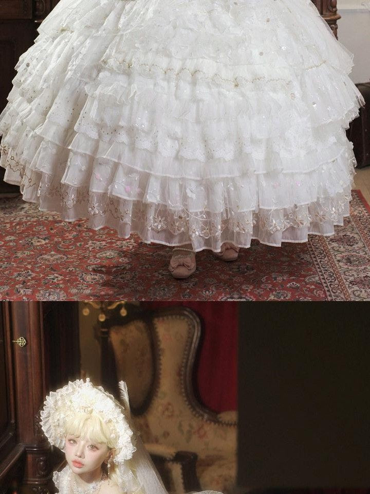Cat little fairy Floral Bridal Lolita Tea Party Women's Chiffon Jsk / Jumper Skirts