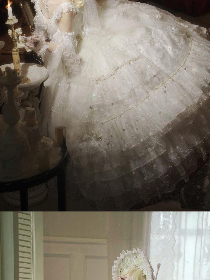 Cat little fairy Floral Bridal Lolita Tea Party Women's Chiffon Jsk / Jumper Skirts