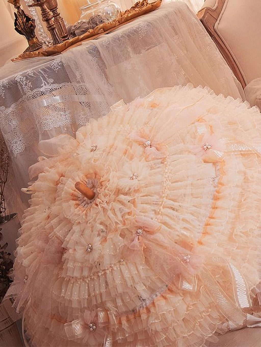 Cat little fairy Gilded Gemstone Embellished Lolita Bonnet Beret Women's Pearl Accessories