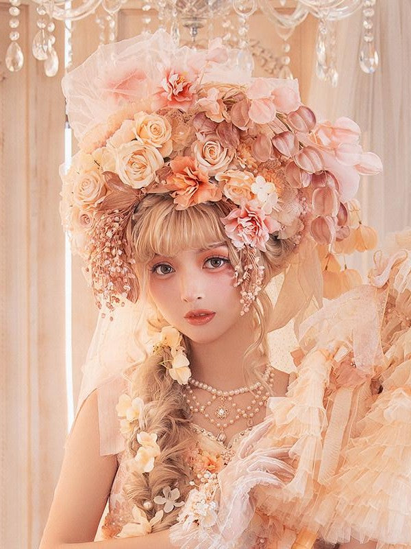 Cat little fairy Gilded Gemstone Embellished Lolita Bonnet Beret Women's Pearl Accessories