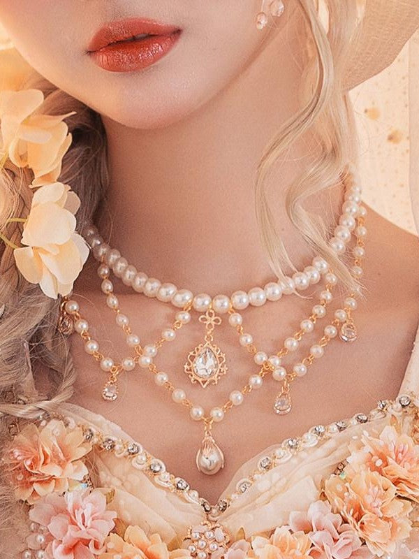 Cat little fairy Gilded Gemstone Embellished Lolita Bonnet Beret Women's Pearl Accessories