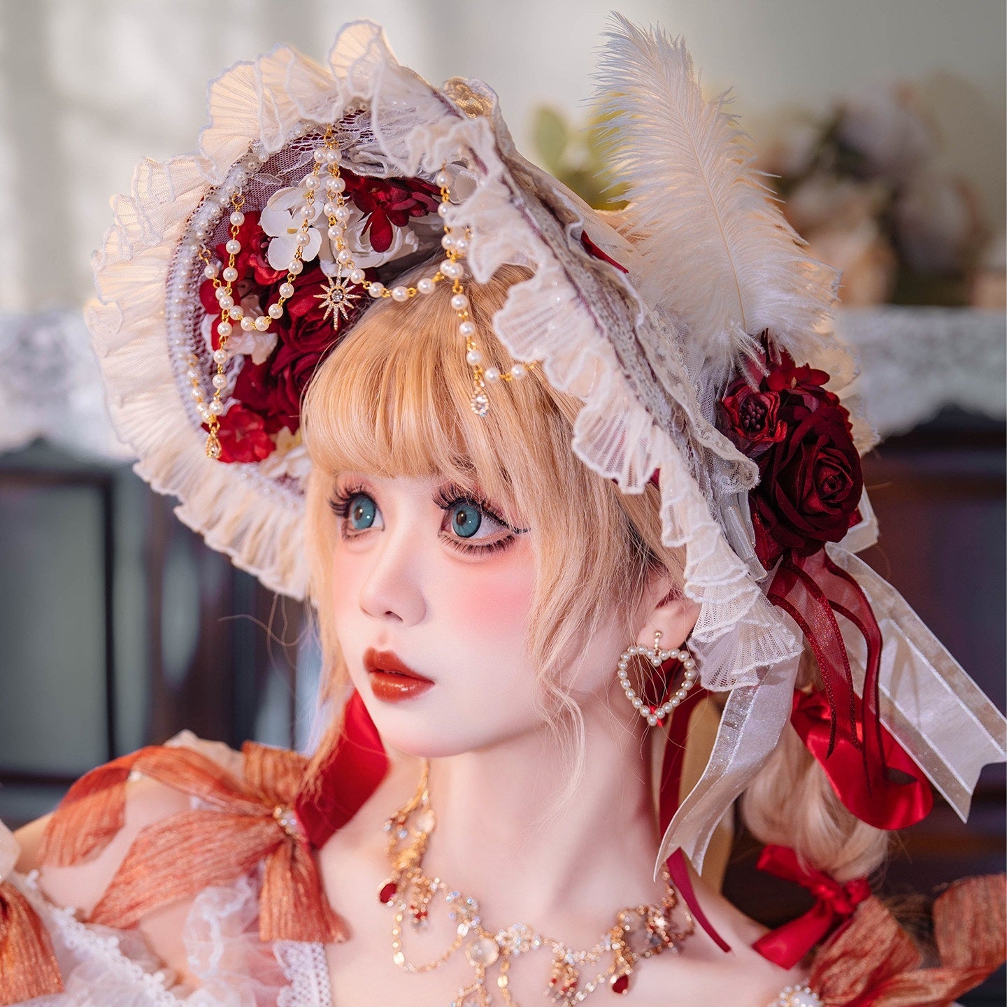 Cat_little_fairy_Glass_Illusion_Bridal_Floral_Handmade_Lolita_Women's_Flat_Hat_Accessories_937479126435_MISSTT