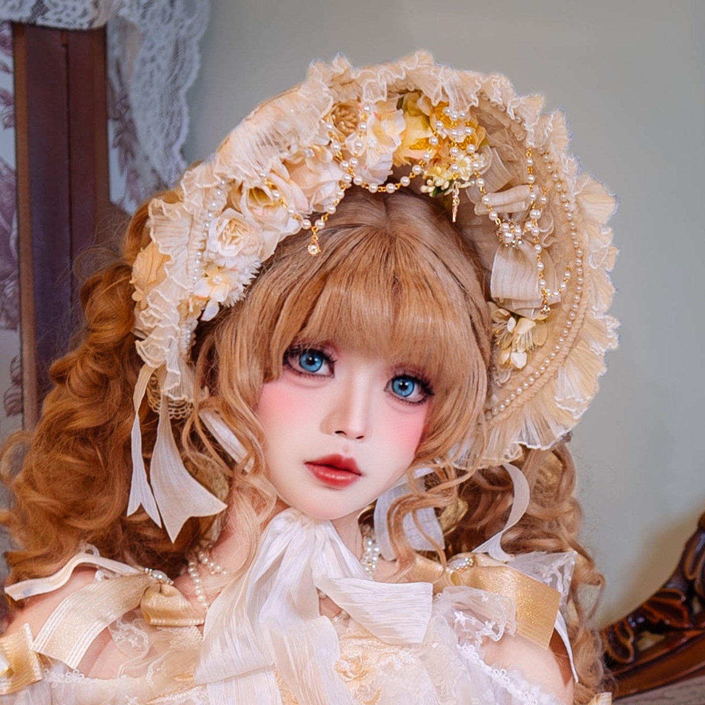 Cat_little_fairy_Glass_Illusion_Bridal_Floral_Handmade_Lolita_Women's_Flat_Hat_Accessories_937479126435_MISSTT