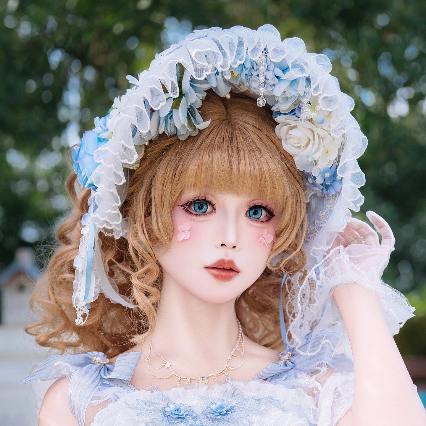 Cat_little_fairy_Glass_Illusion_Bridal_Floral_Handmade_Lolita_Women's_Flat_Hat_Accessories_937479126435_MISSTT