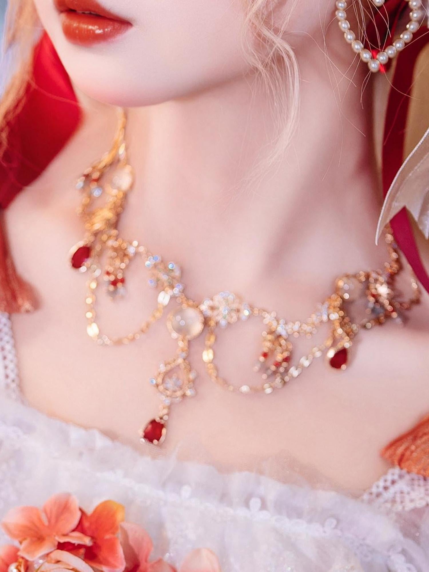 Cat little fairy Glass Illusion Bridal Floral Handmade Lolita Women's Flat Hat Accessories