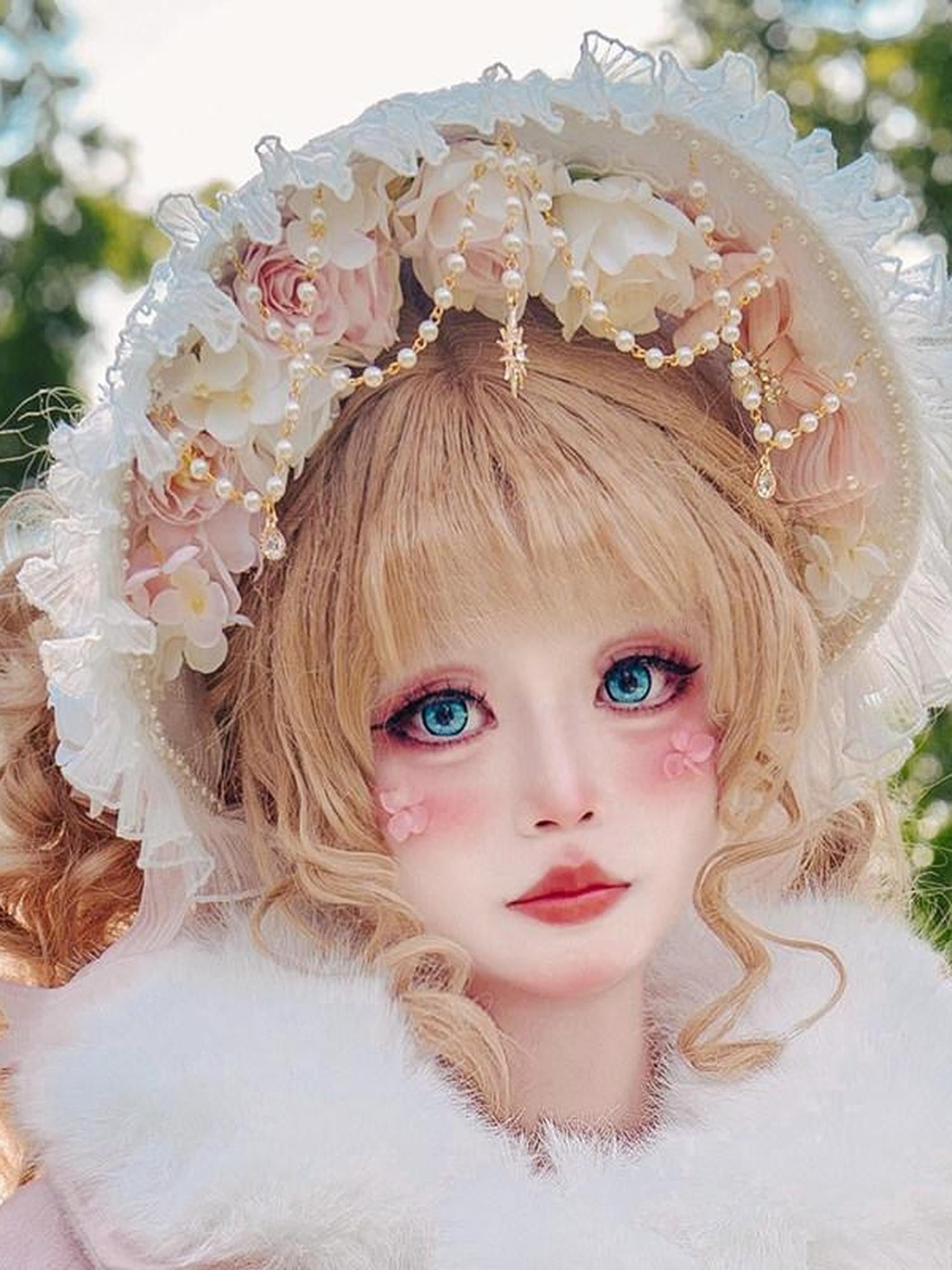 Cat little fairy Glass Illusion Lolita Handmade Floral Women's Glass Bead Accessories
