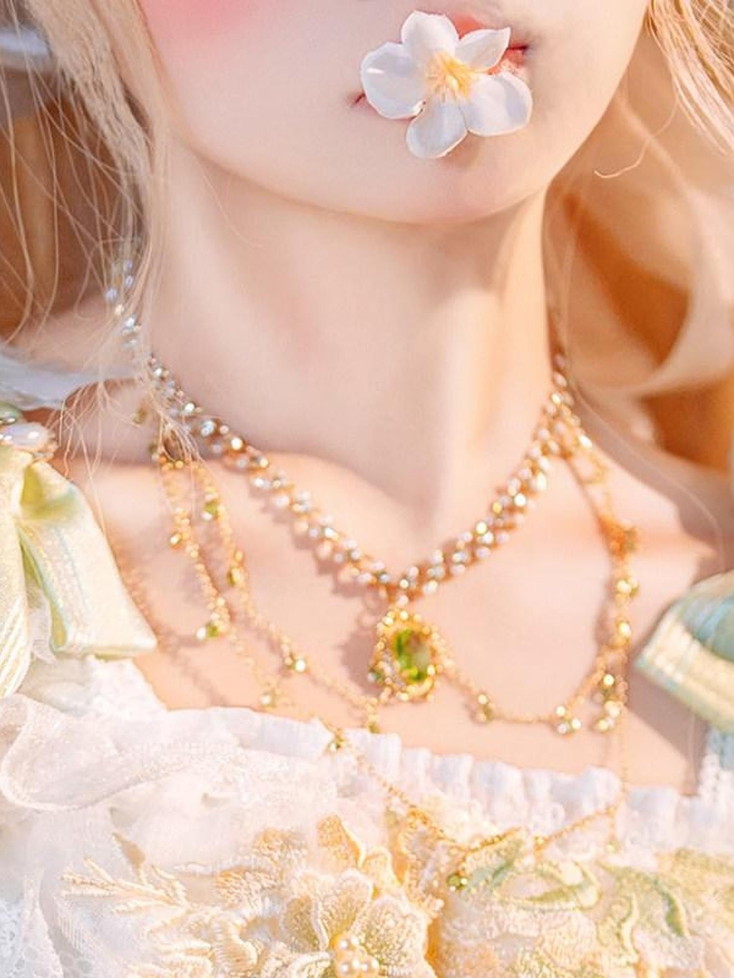 Cat little fairy Glass Illusion Lolita Handmade Floral Women's Glass Bead Accessories