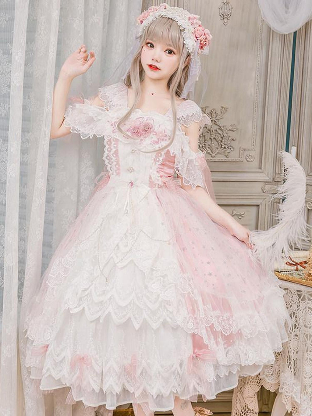 Cat little fairy Glazed Illusion Tea Party Lolita Princess Aline Women's Jsk / Jumper Skirts