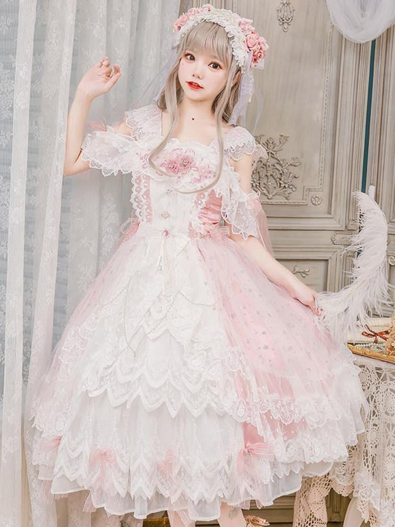 Cat little fairy Glazed Illusion Tea Party Lolita Princess Aline Women's Jsk / Jumper Skirts