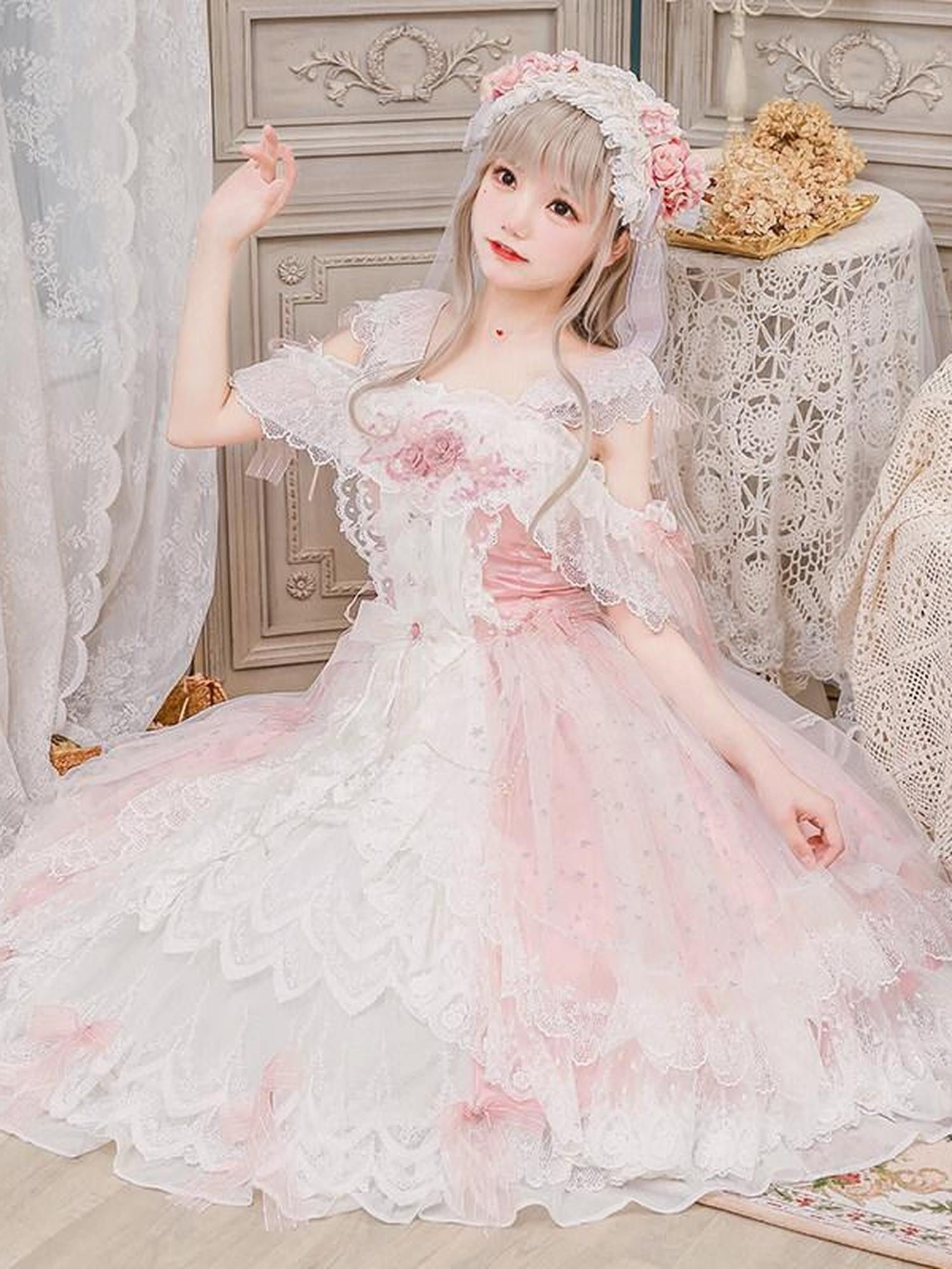 Cat little fairy Glazed Illusion Tea Party Lolita Princess Aline Women's Jsk / Jumper Skirts
