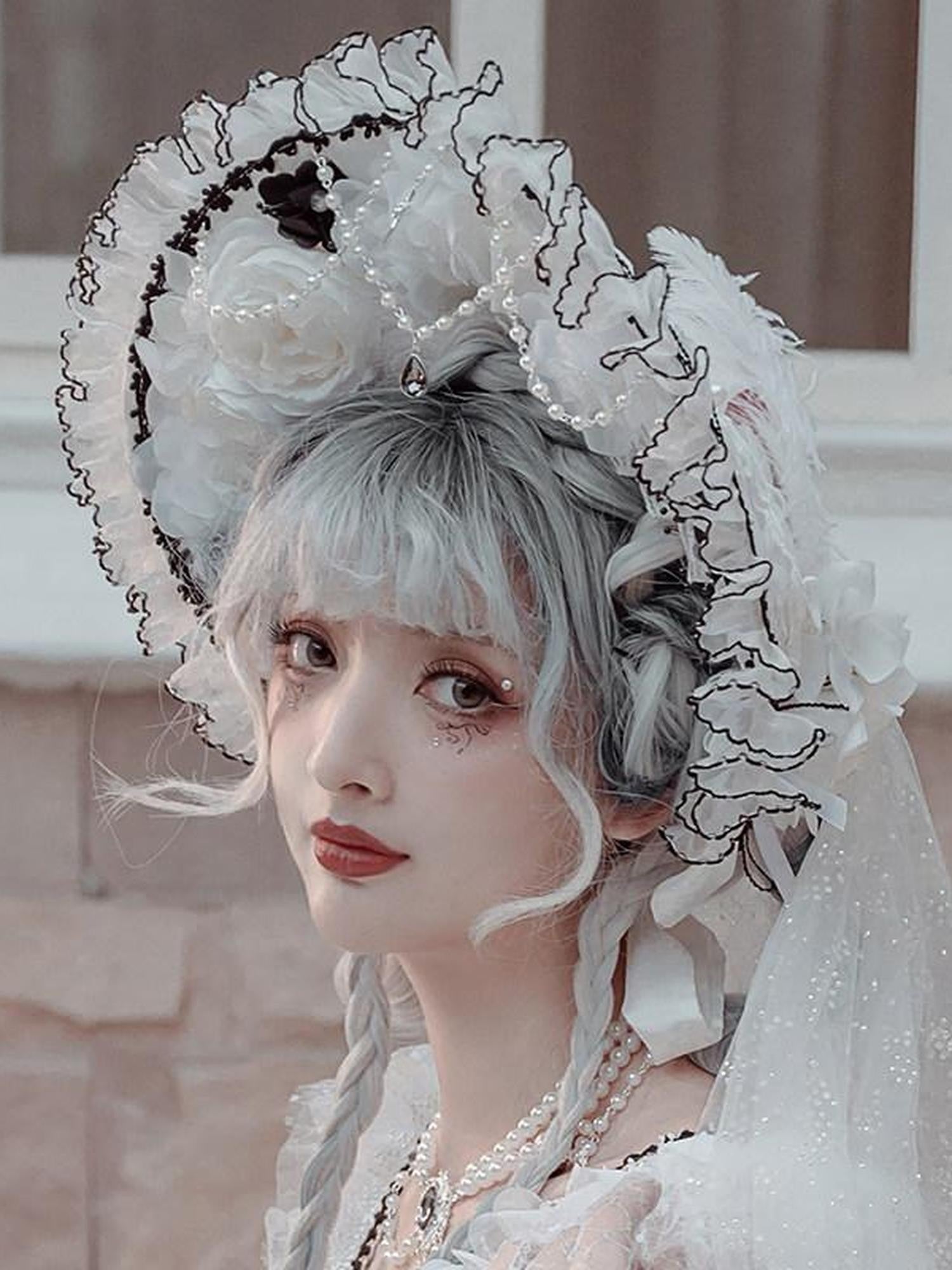 Cat little fairy Handmade Flat Cap Bridal Veil Necklace Gloves Women's Headpiece Accessories