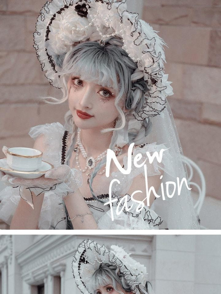 Cat little fairy Handmade Flat Cap Bridal Veil Necklace Gloves Women's Headpiece Accessories