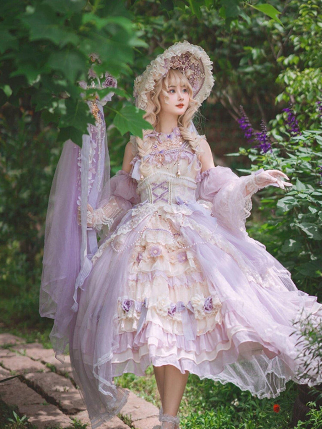 Cat little fairy Lavender Lolita Bridal Tea Party Women's Chiffon Jsk / Jumper Skirts