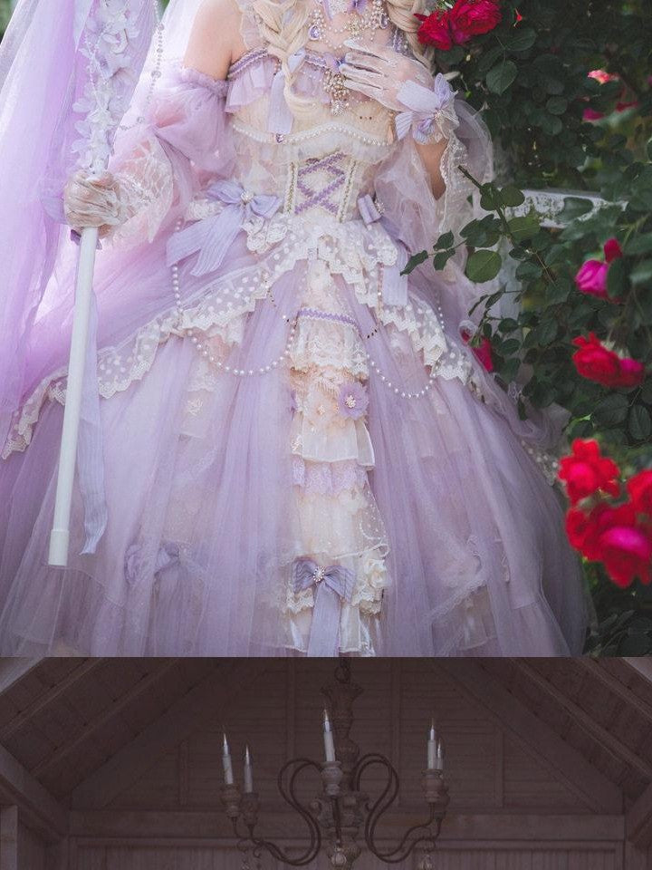 Cat little fairy Lavender Lolita Bridal Tea Party Women's Chiffon Jsk / Jumper Skirts