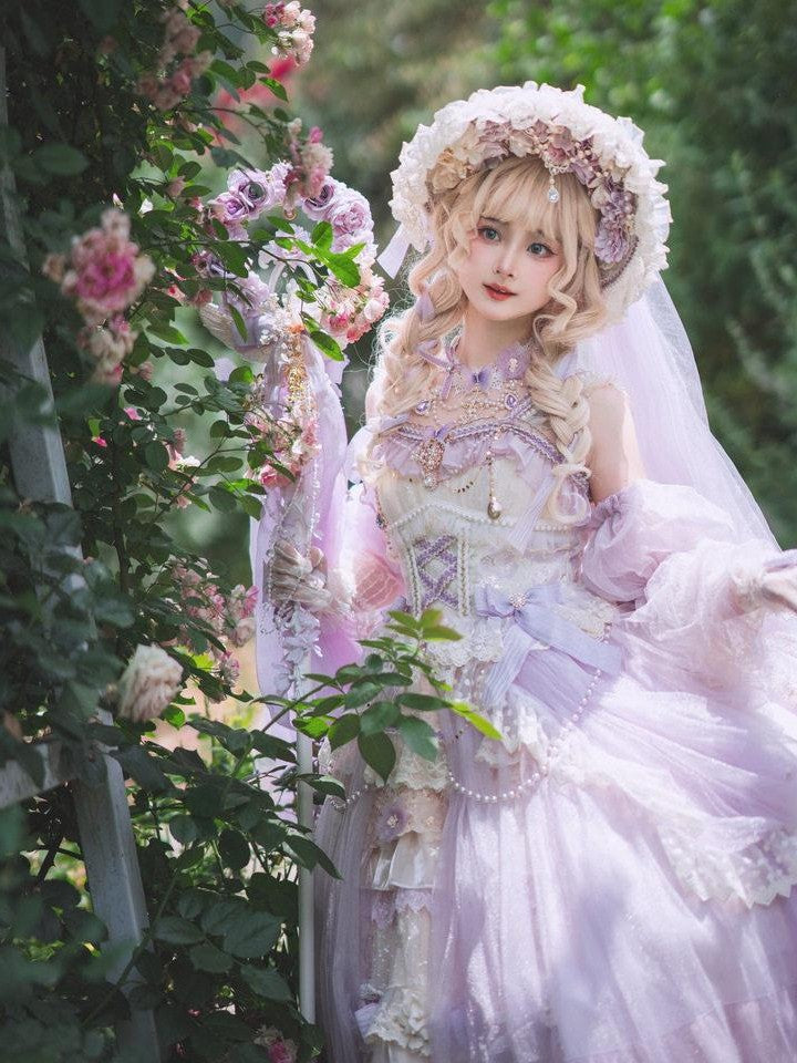 Cat little fairy Lavender Lolita Bridal Tea Party Women's Chiffon Jsk / Jumper Skirts