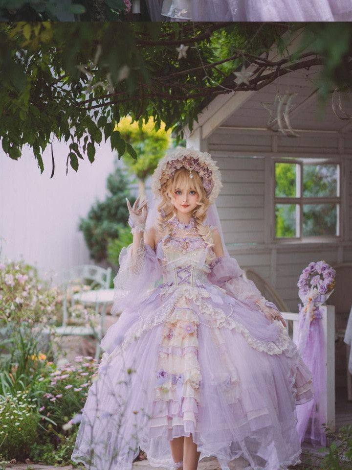 Cat little fairy Lavender Lolita Bridal Tea Party Women's Chiffon Jsk / Jumper Skirts